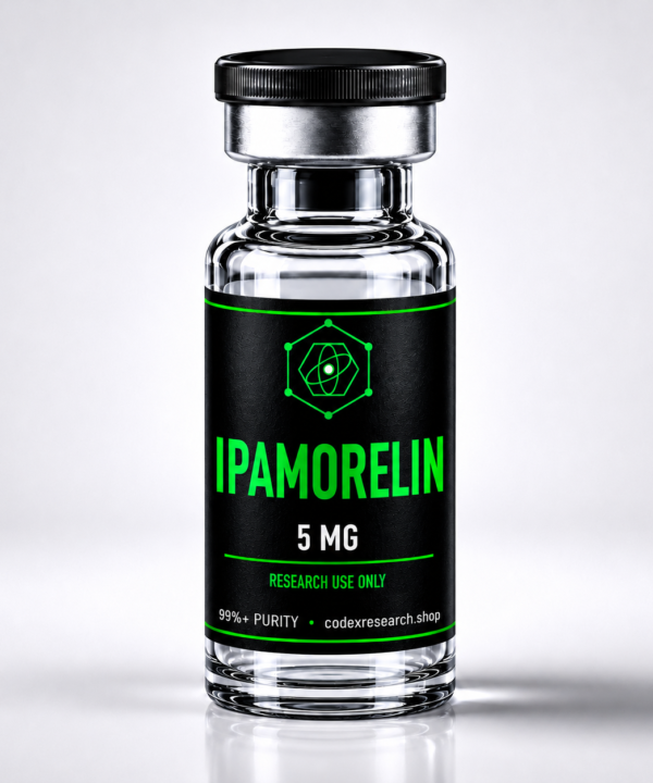 Codex Research Ipamorelin 5mg research peptide vial, lyophilized, 99%+ purity, HPLC verified