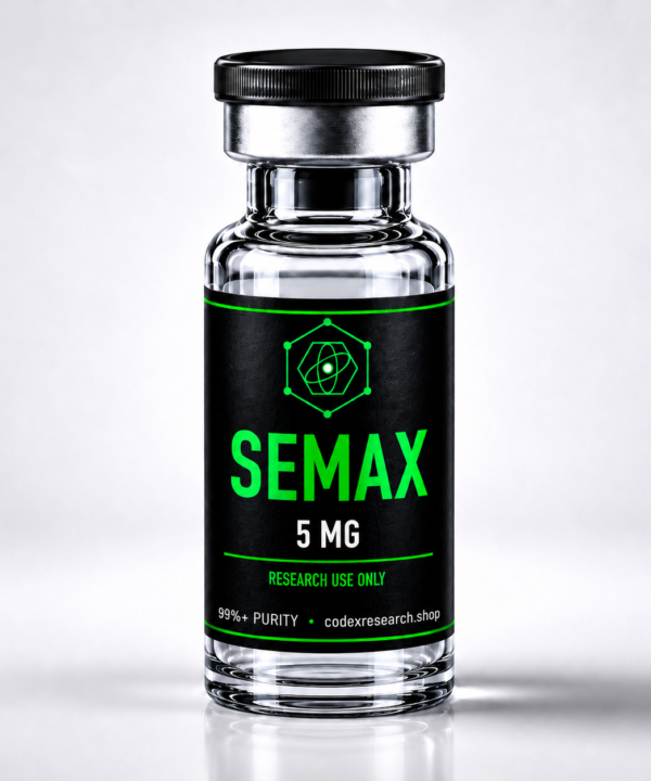 Codex Research Semax 5mg research peptide vial, lyophilized, 99%+ purity, HPLC verified