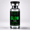 GLOW 70mg three-peptide blend research vial, black label with lime-green text, Codex Research