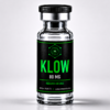Codex Research KLOW 80mg peptide blend research vial, black label with lime-green text, white studio background
