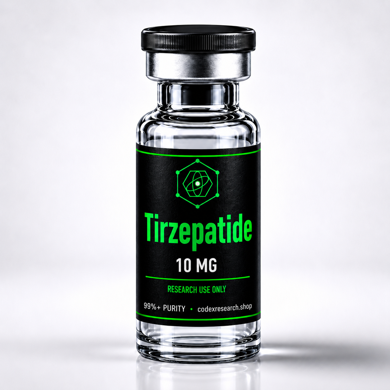 Tirzepatide 10mg research peptide vial — Codex Research