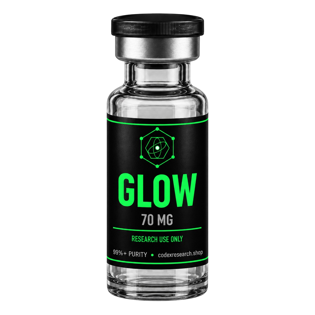 GLOW research peptide vial